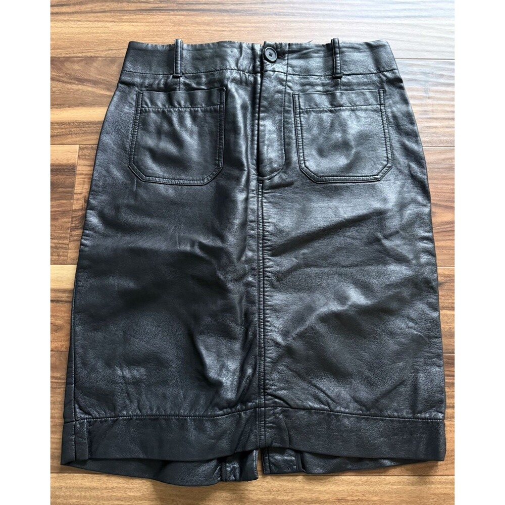 Maeve Anthropologie Colette Faux Leather Skirt Women Medium Black Pencil Midi